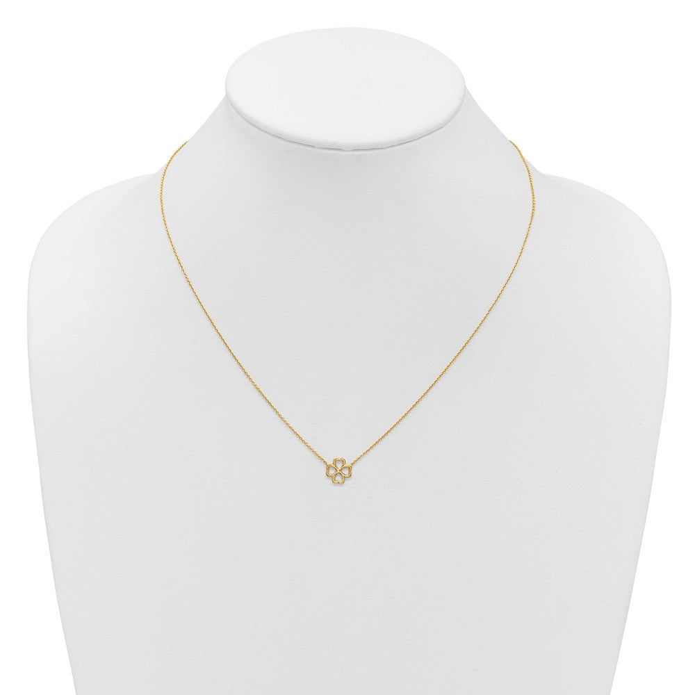 14K Polished 4-Leaf Clover w/2in ext. Necklace