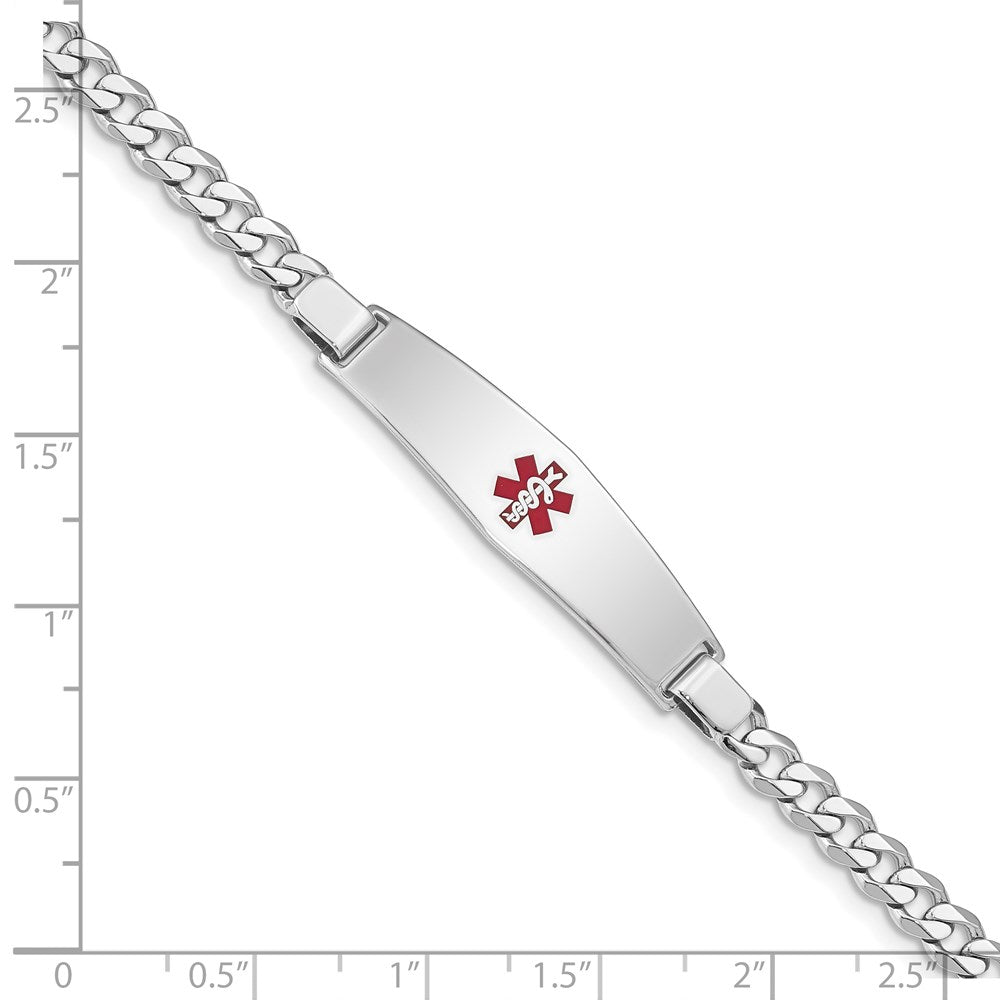 Sterling Silver Rhodium-plated Medical ID Curb Link Bracelet 7 inches
