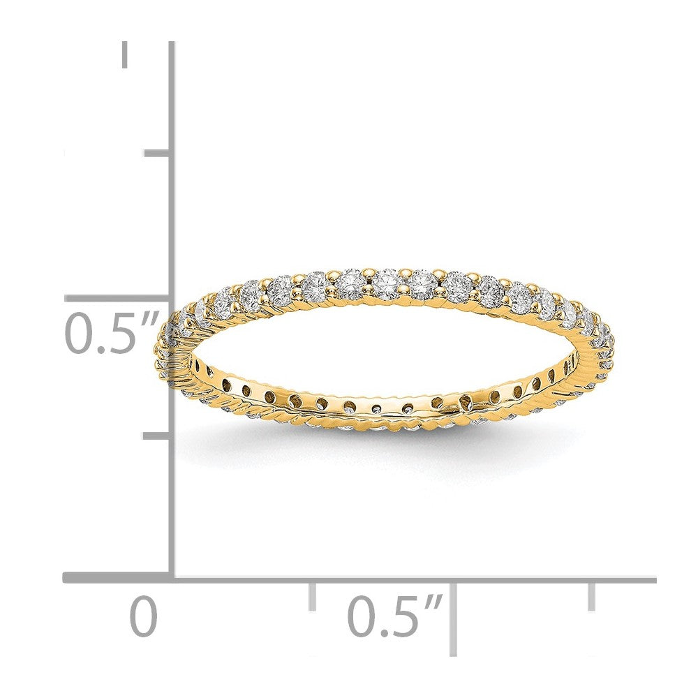 14k Polished Size 7.5 Shared Prong 1/2 carat Diamond Complete Eternity Band