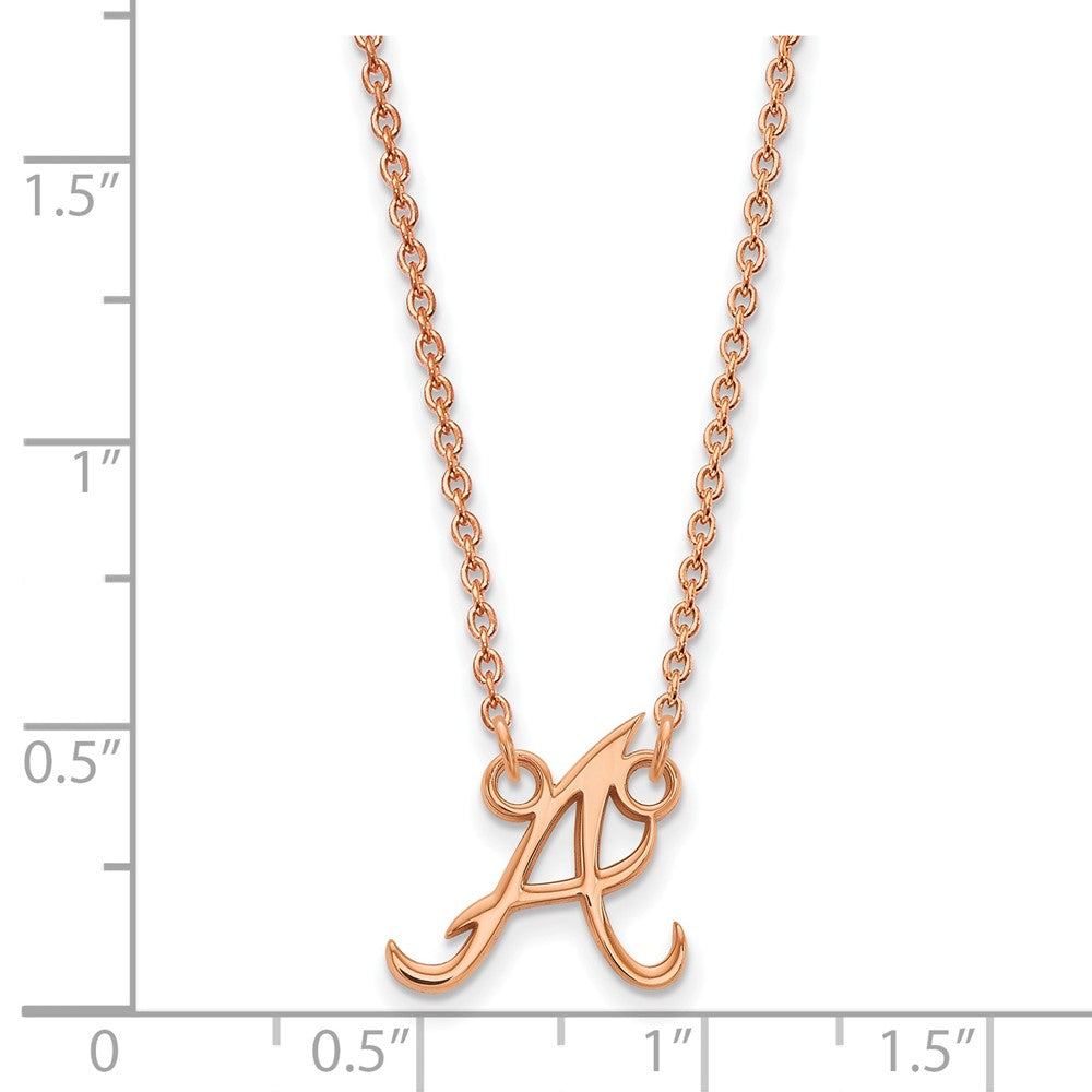 Sterling Silver Rose Gold-plated MLB LogoArt Atlanta Braves Small Pendant w
