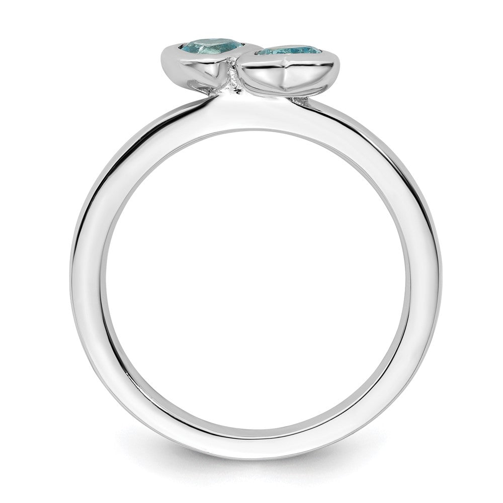 Sterling Silver Stackable Expressions Blue Topaz Double Heart Ring Size -8