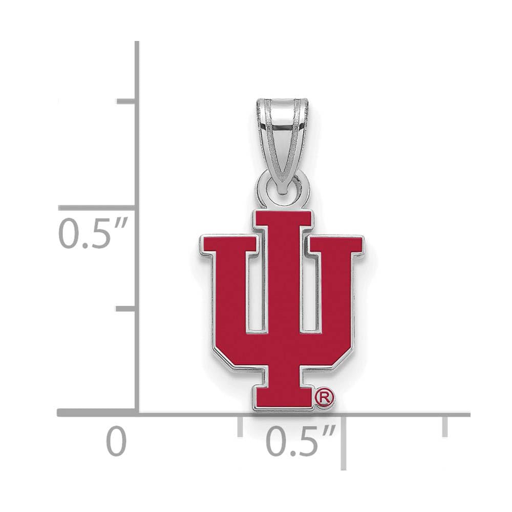 Sterling Silver Rhodium-plated LogoArt Indiana University I-U Small Enameled Pendant Q-SS071IU