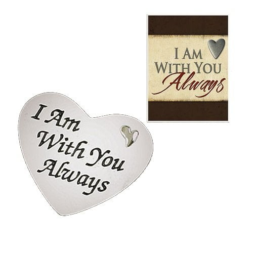 Silver-tone Enamel I AM WITH YOU ALWAYS Pocket Token Gift Boxed with Card Q-GM21174