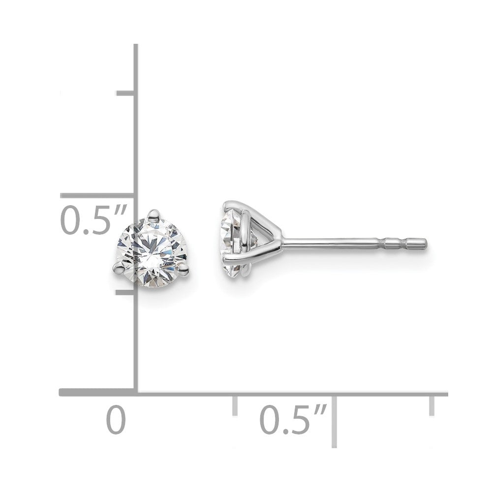 14k White Gold 2/3 ctw Lab Grown Diamond VS+ F+ Round 3 Prong Heavy Wt. Stud Earrings