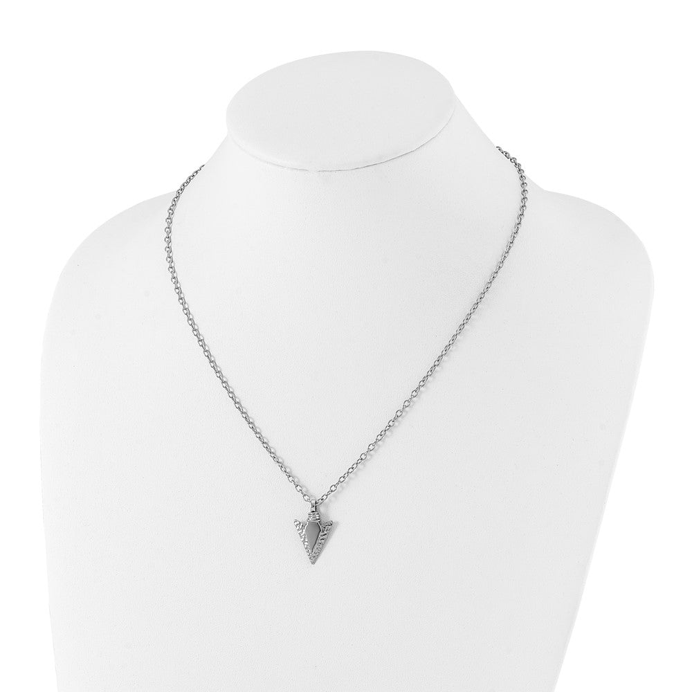 Stainless Steel Brushed/Polished Arrowhead w/.75in ext Necklace