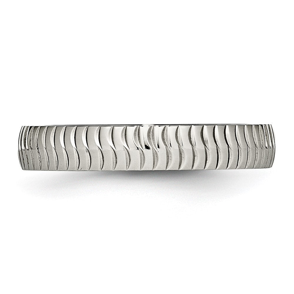 Stainless Steel Polished and Textured 4mm Band Size - 12.5