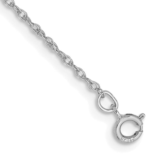 14K White Gold 7 inch .8mm Light Baby Rope with Spring Ring Clasp Chain 7  inches