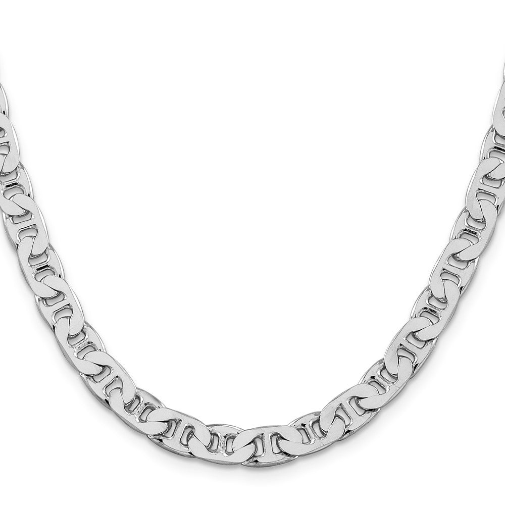 Sterling Silver Rhodium-plated 6.5mm Flat Anchor Chain 20 Inches