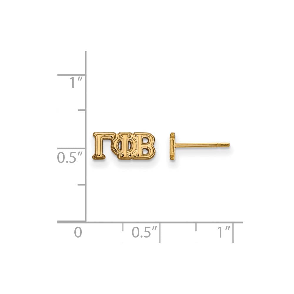 Sterling Silver w/ 14K Yellow Gold-Plated Official Licensed Greek Sororities Gamma Phi Beta (???) XS Post Earrings