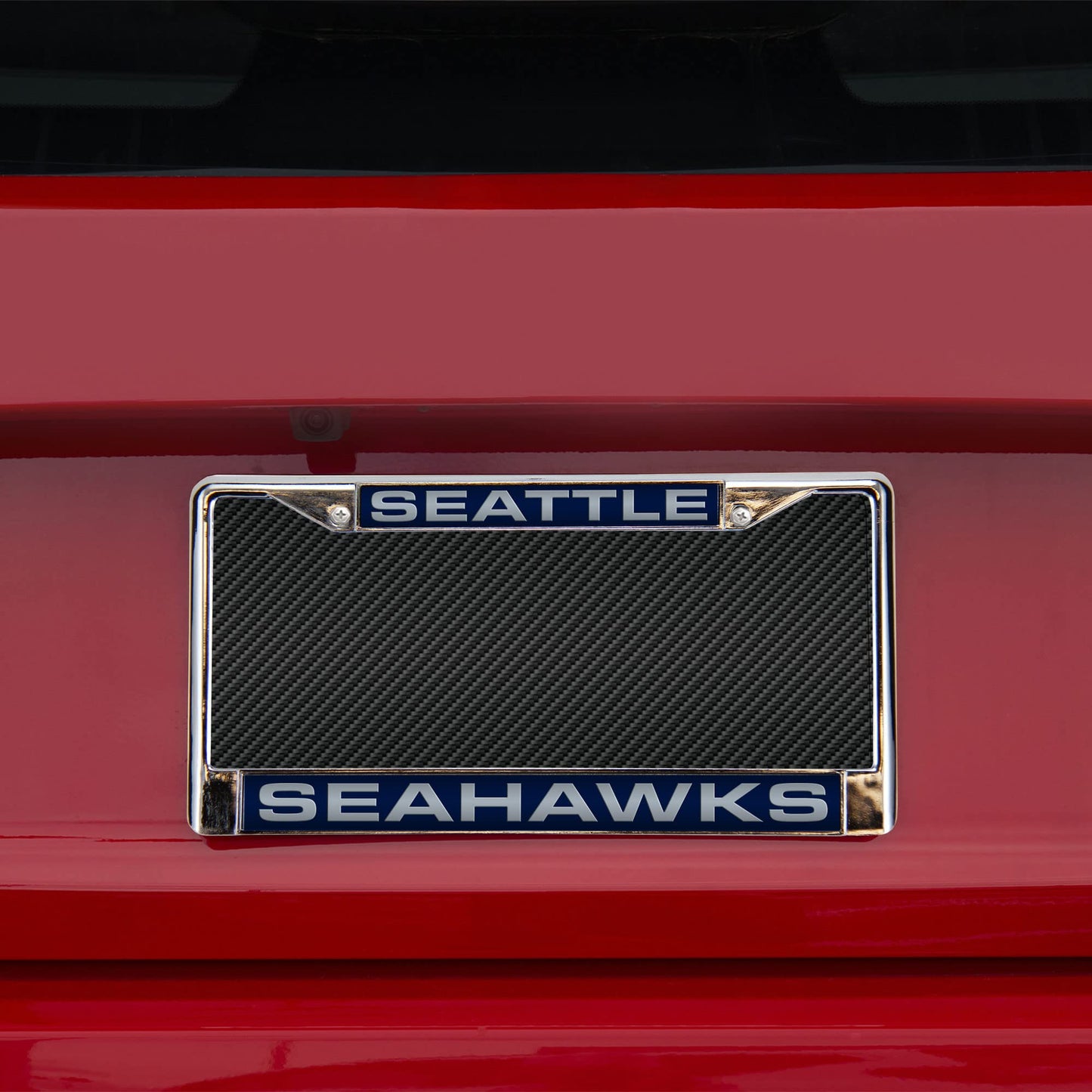 Seattle Seahawks Laser Chrome License Plate Frame Free Screw Caps Included