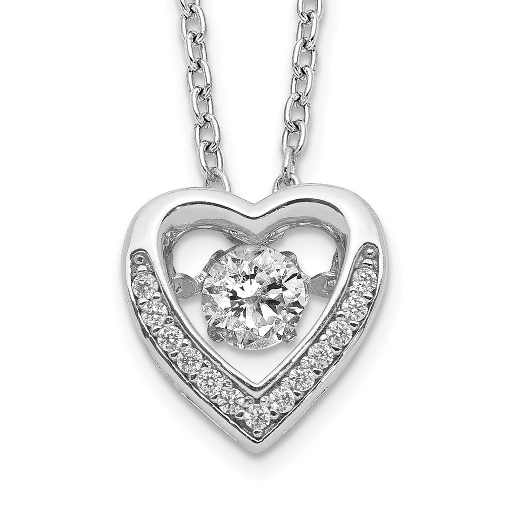 Cheryl M Sterling Silver Rhodium-plated Brilliant-cut Vibrant CZ Heart 18 Inch Necklace 18 Inches