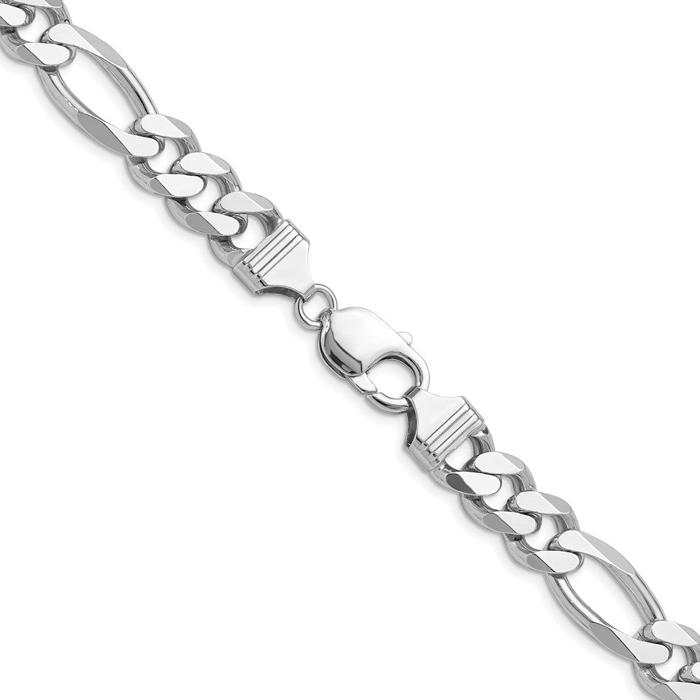Sterling Silver Rhodium-plated 10.2mm Figaro Chain 22 Inches