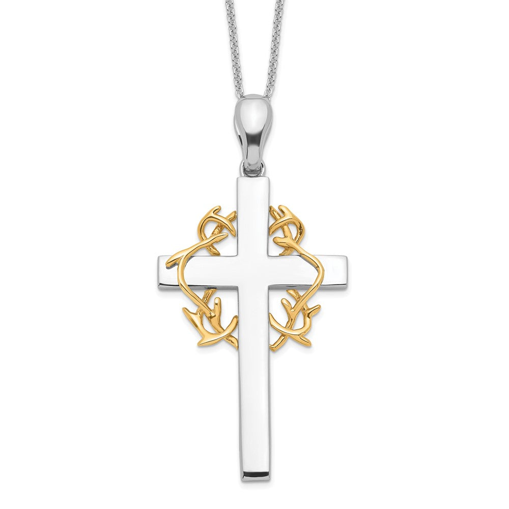 Sentimental Expressions Sterling Silver Gold-plated No Greater Love Cross 18in Necklace 18 Inches
