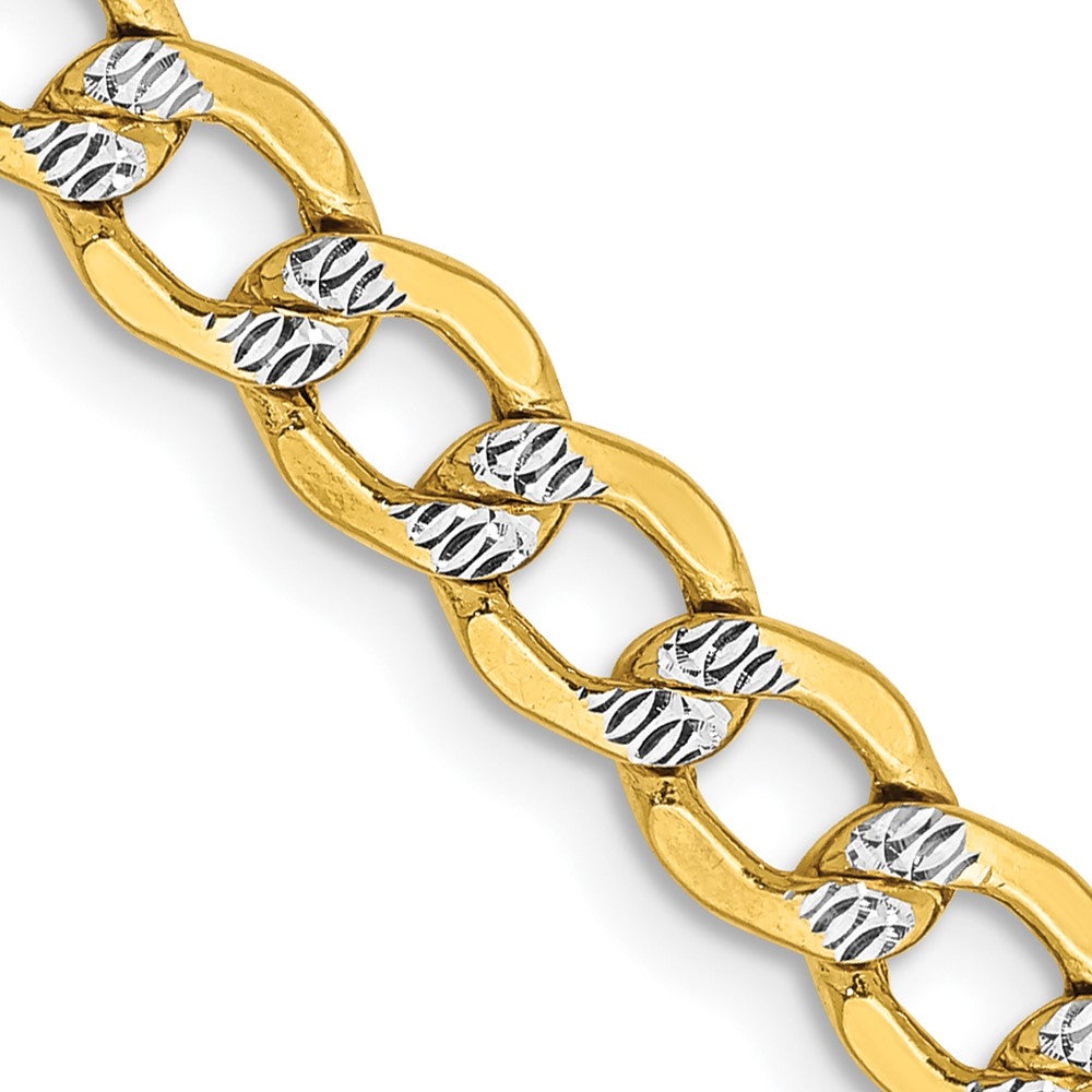 14K 18 inch 5.2mm Semi-Solid with Rhodium Pav‚ Curb with Lobster Clasp Chain