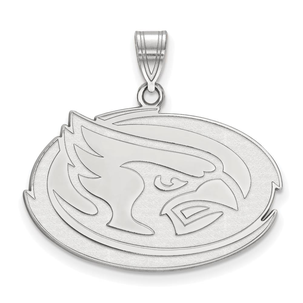 Sterling Silver Rhodium-plated LogoArt Iowa State University Cardinal Large Pendant QSS030IAS