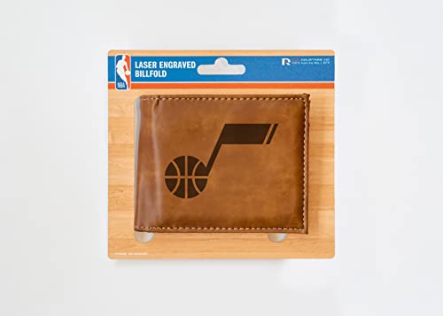 Utah NBA Jazz Laser Engraved Brown Billfold Wallet