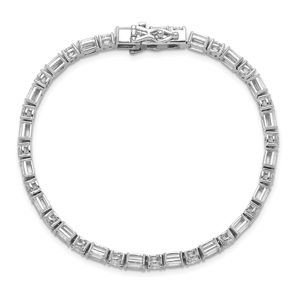 Sterling Shimmer Sterling Silver Rhodium-plated CZ 59 Stone 7.25 inch Bracelet 7.25 inches