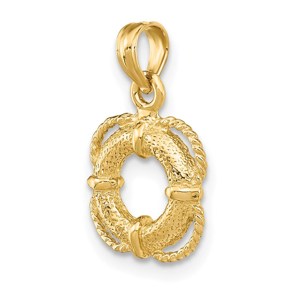 14K 3-D Lifesaver Charm With Rope Trim Charm
