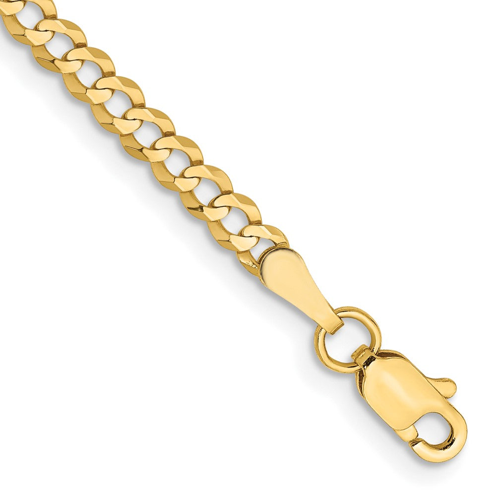 14K 8 inch 3.1mm Lightweight Flat Cuban with Lobster Clasp Bracelet 8  inches