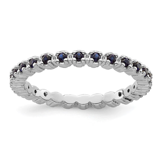 Sterling Silver Stackable Expressions Created Sapphire Ring Size -7