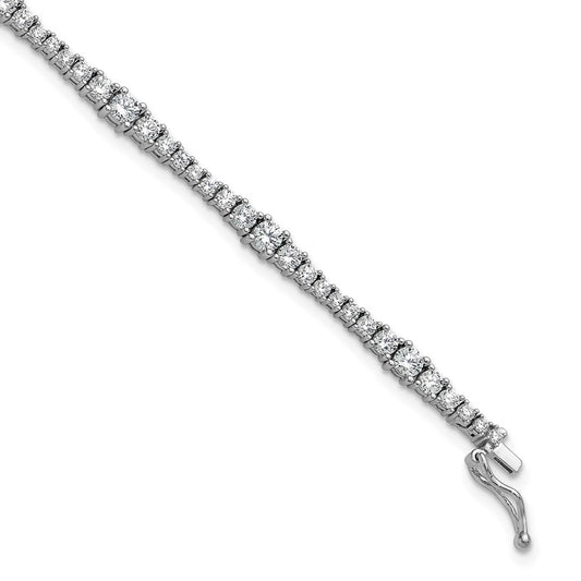 Sterling Shimmer Sterling Silver Rhodium-plated CZ 79 Stone 7 inch Bracelet 7 inches
