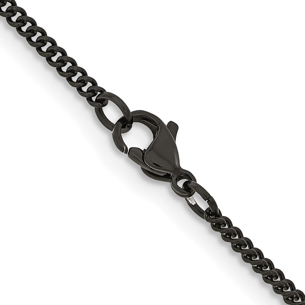 Stainless Steel Polished Black IP-plated 2.25mm Round Curb Chain
