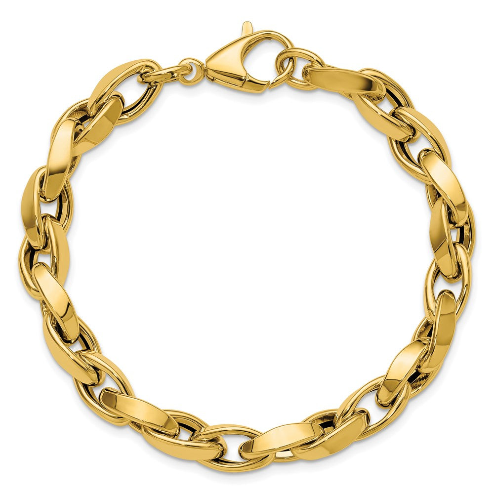 14K Polished Fancy Twisted Link Bracelet 8  inches
