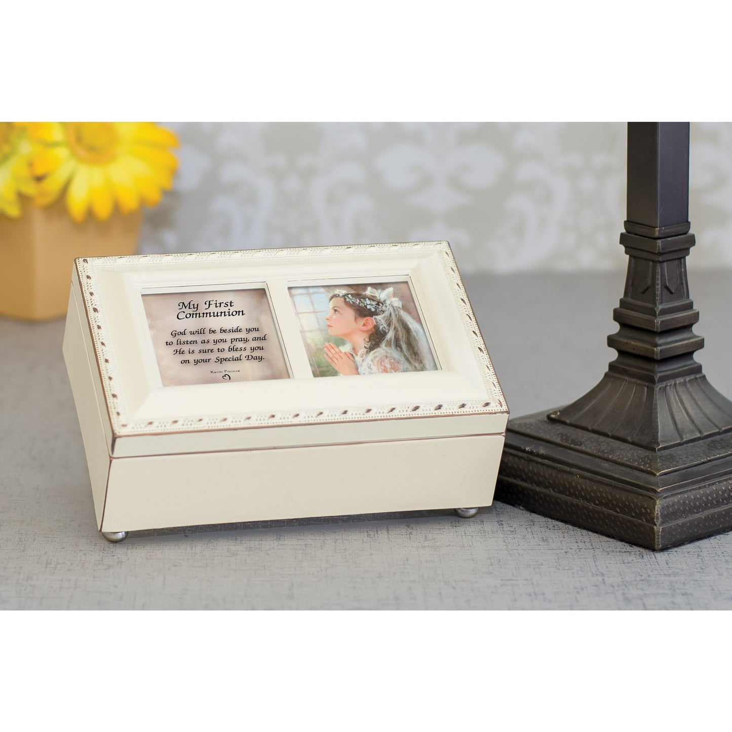 Petite Ivory First Communion Girl Music Box - Perfect First Communion Gift