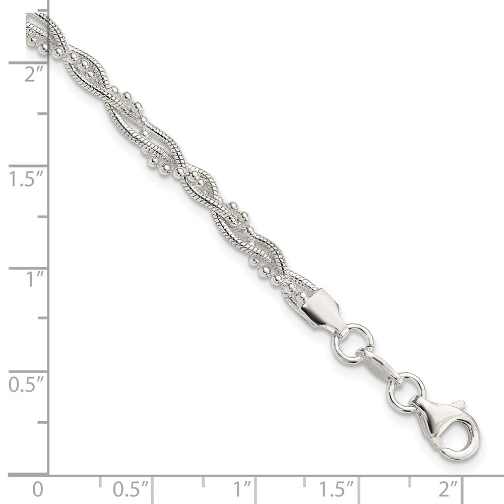 Sterling Silver Fancy Braided Bracelet 7.5 inches