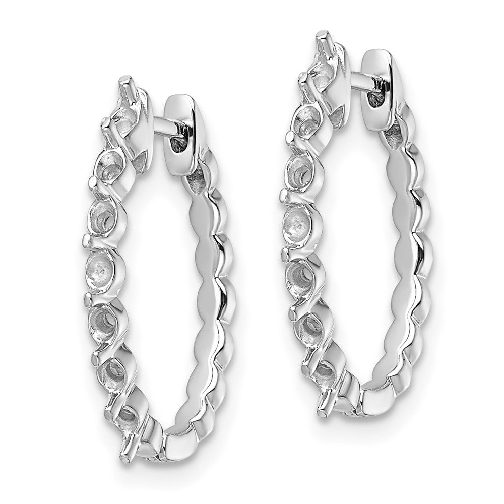14k White Gold Diamond Hinged Hoop Earring Mountings
