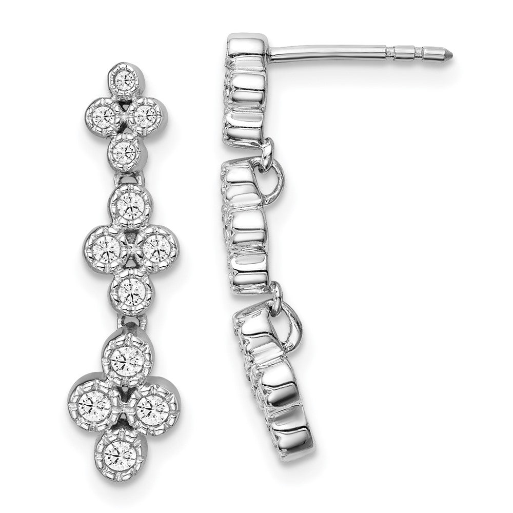 True Origin 14k White Gold 3/8 carat Lab Grown Diamond VS DEF Floral Bloom Post Dangle Earrings