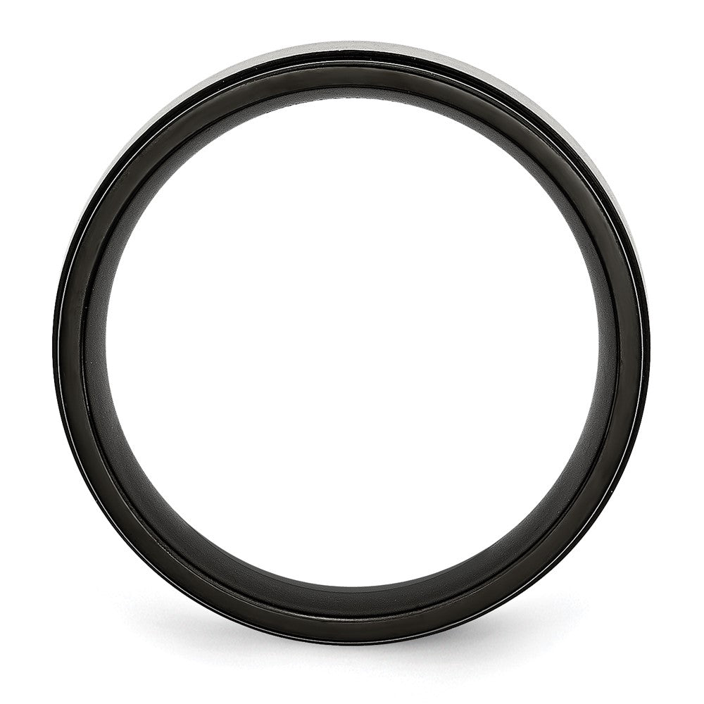 Titanium Brushed Center Black IP-plated 8mm Beveled Edge Band Size - 10