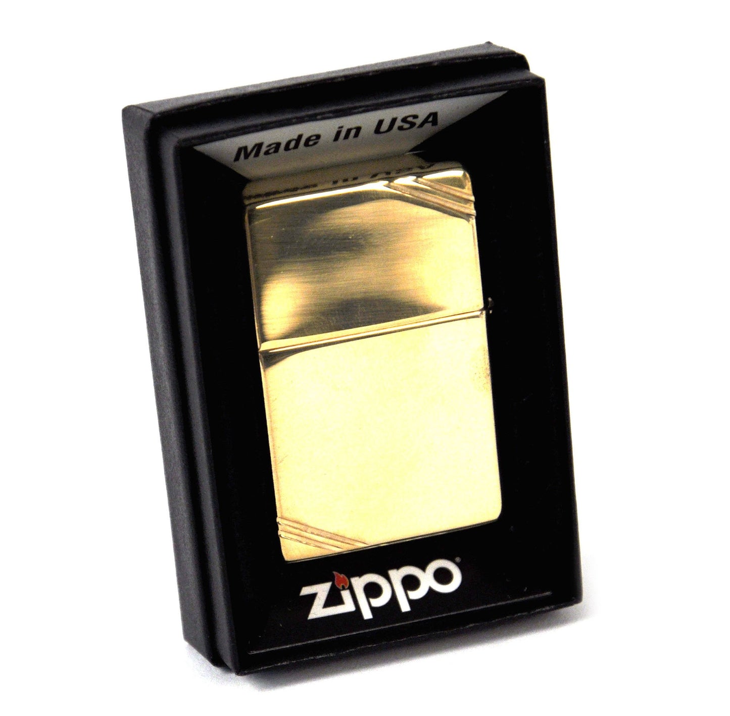 Zippo Vintage High Polish Brass Pocket Lighter with Slashes Pocket Lighter