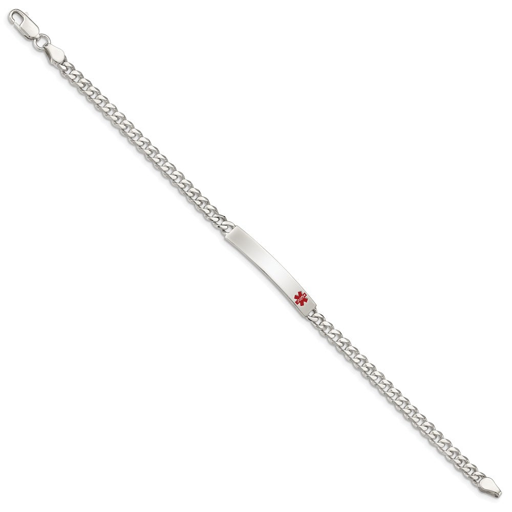 Sterling Silver Polished Medical Curb Link ID Bracelet 8.5 inches