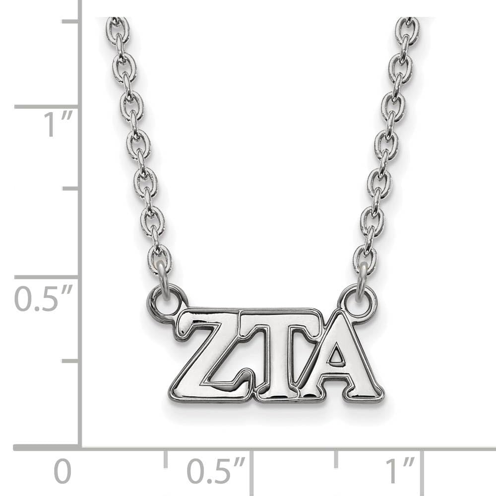 Sterling Silver 18in Official Licensed Greek Sororities Zeta Tau Alpha (ZTA) Medium Pendant w/ Necklace