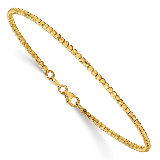 14K Polished D/C Beaded Bracelet 7  inches