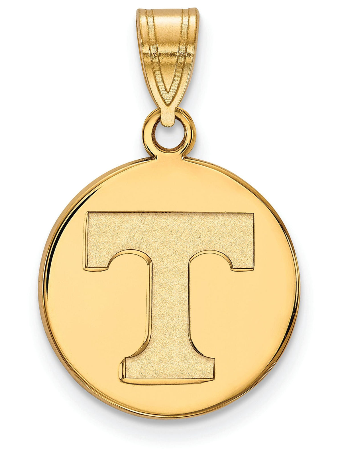 Sterling Silver Gold-plated LogoArt University of Tennessee Letter T Medium Disc Pendant Q-GP039UTN