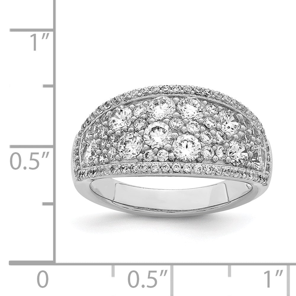 Sterling Silver Rhodium-plated Pave CZ Ring