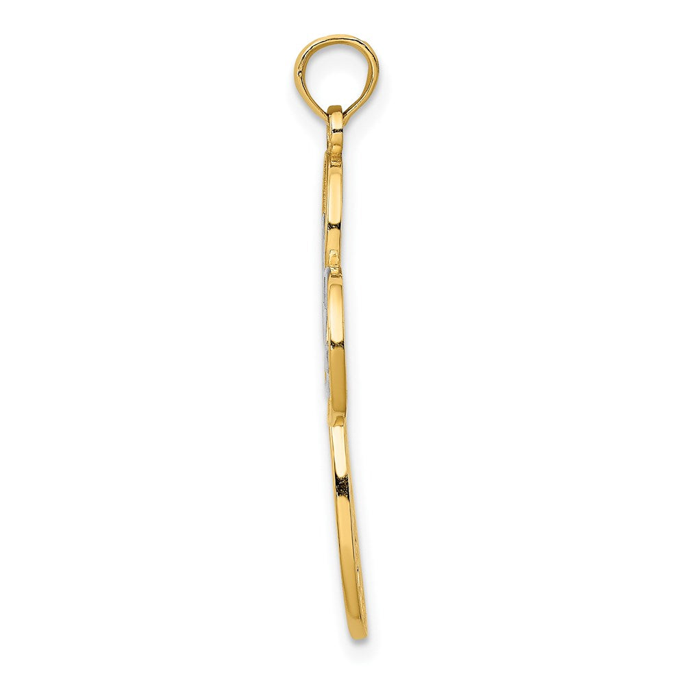 14K W/ Rhodium D/C Filigree Cross Charm