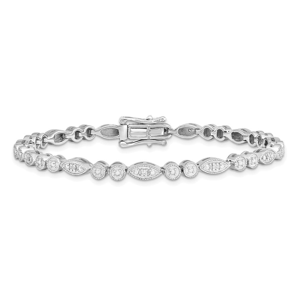 Sterling Silver Rhodium-plated Diam. Bracelet 7 inches