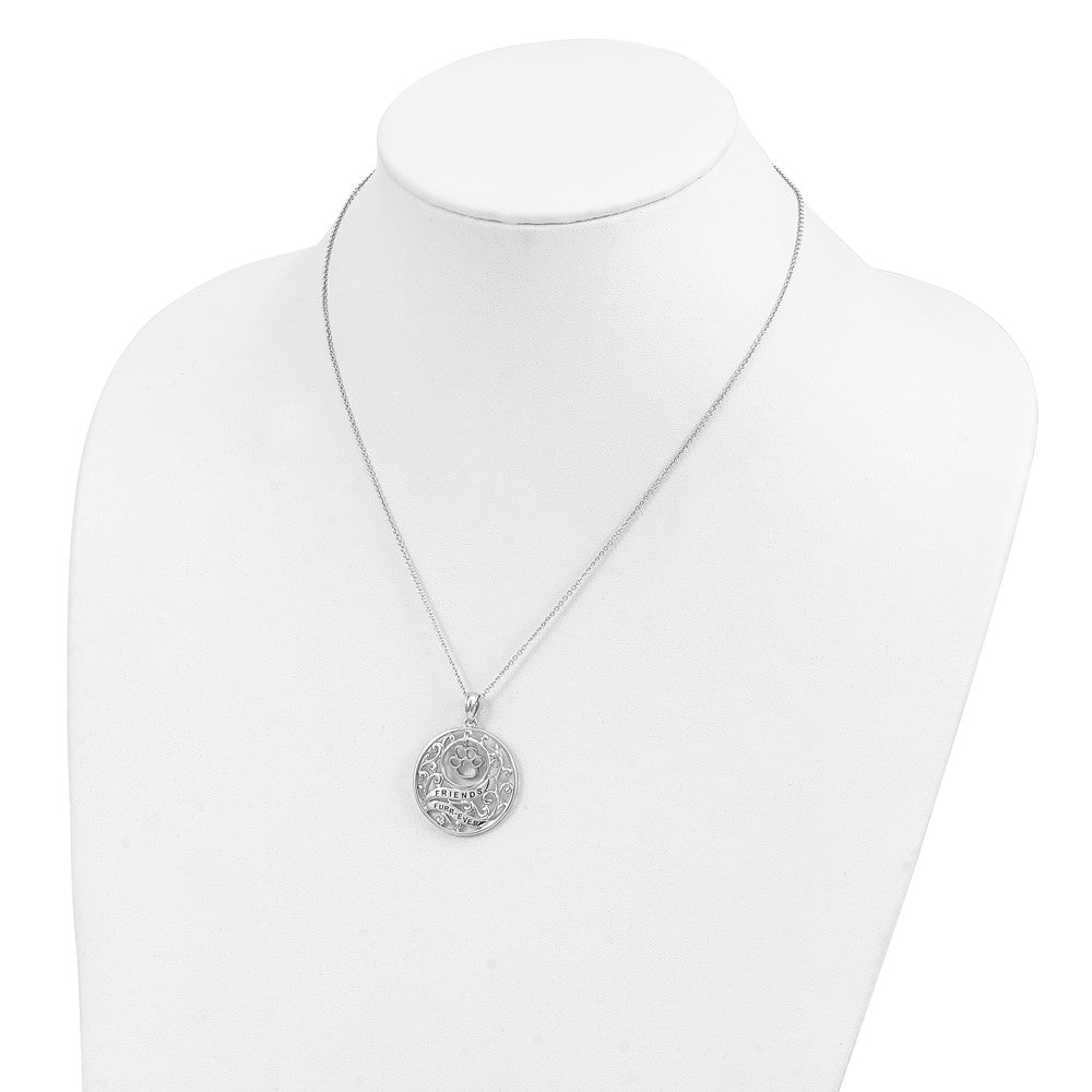 Sentimental Expressions Sterling Silver Rhodium-plated Antiqued Animal Friends-Dog 18in Necklace 18 Inches