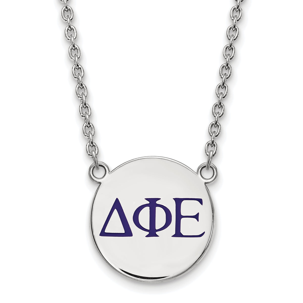 Sterling Silver 18in Official Licensed Greek Sororities Delta Phi Epsilon (???) Small Enamel Pendant w/Necklace