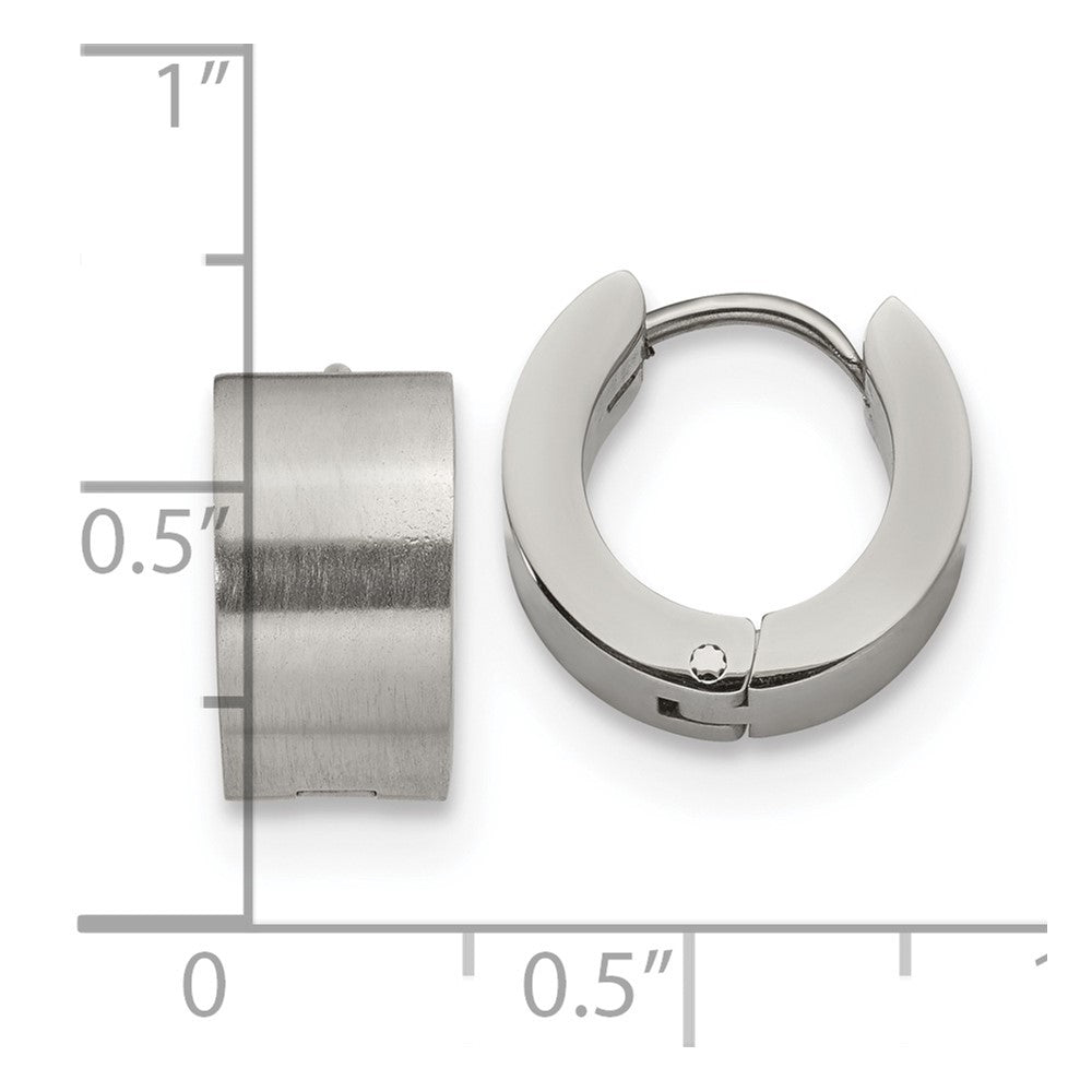 Stainless Steel Brushed and Polished 7mm Hinged Hoop Earrings