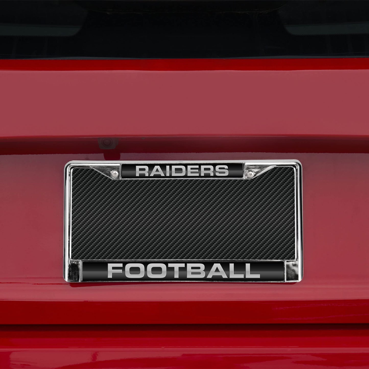 NFL Las Vegas Raiders Black Laser Chrome Acrylic License Plate Frame QGC7093
