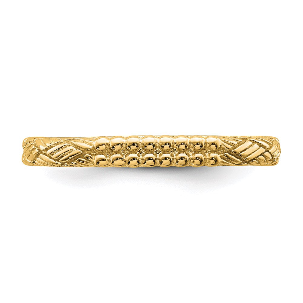 Sterling Silver Stackable Expressions Gold-plated Patterned Ring Size -7