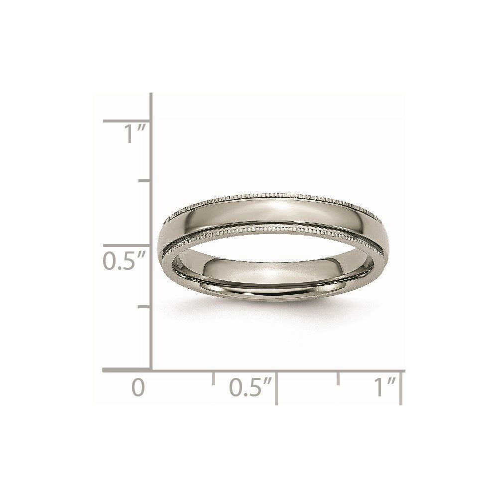 Titanium Polished 4mm Grooved and Beaded Edge Band Size - 7