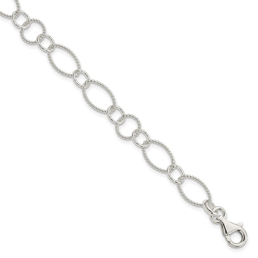 Sterling Silver Fancy Link Bracelet 7.5 inches