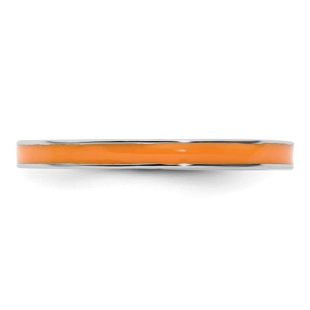 Sterling Silver Stackable Expressions Orange Enameled 2.25mm Ring Size -5