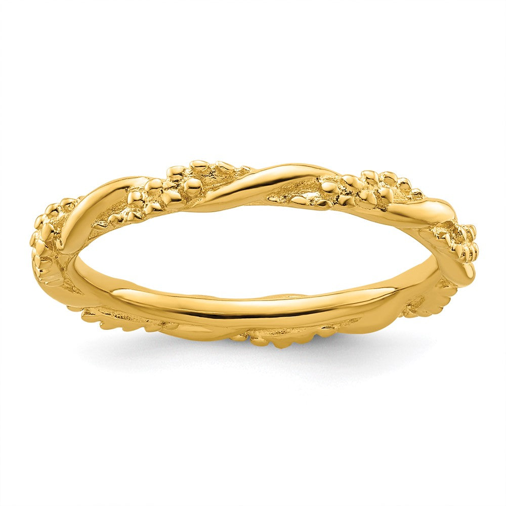 Sterling Silver Stackable Expressions Yellow-plated Twist Ring Size -6