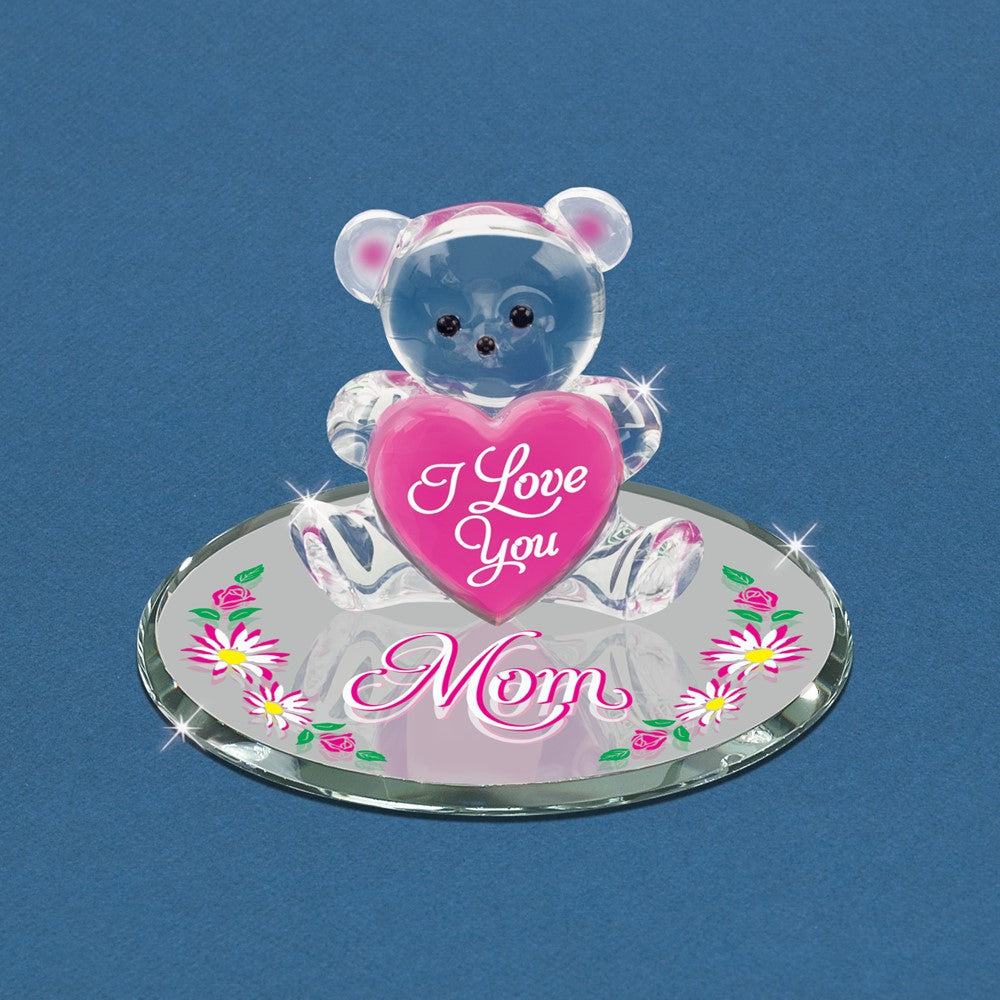 Glass Baron Bear I Love You Mom Figurine
